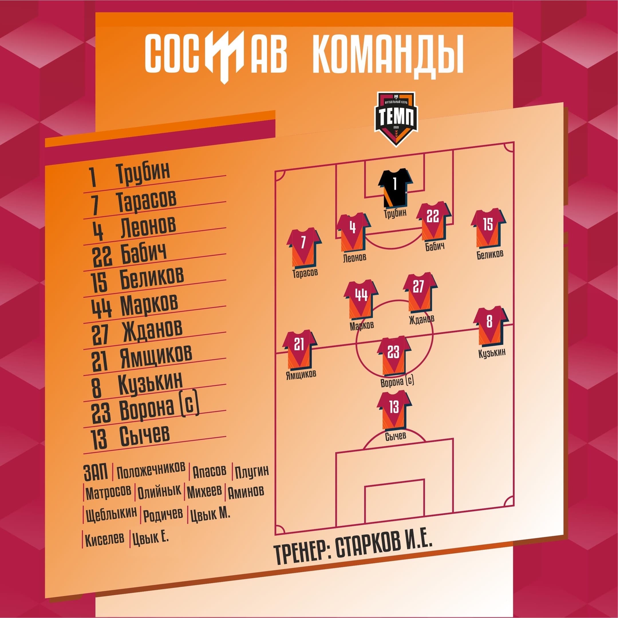 НАШ СОСТАВ НА ИГРУ!