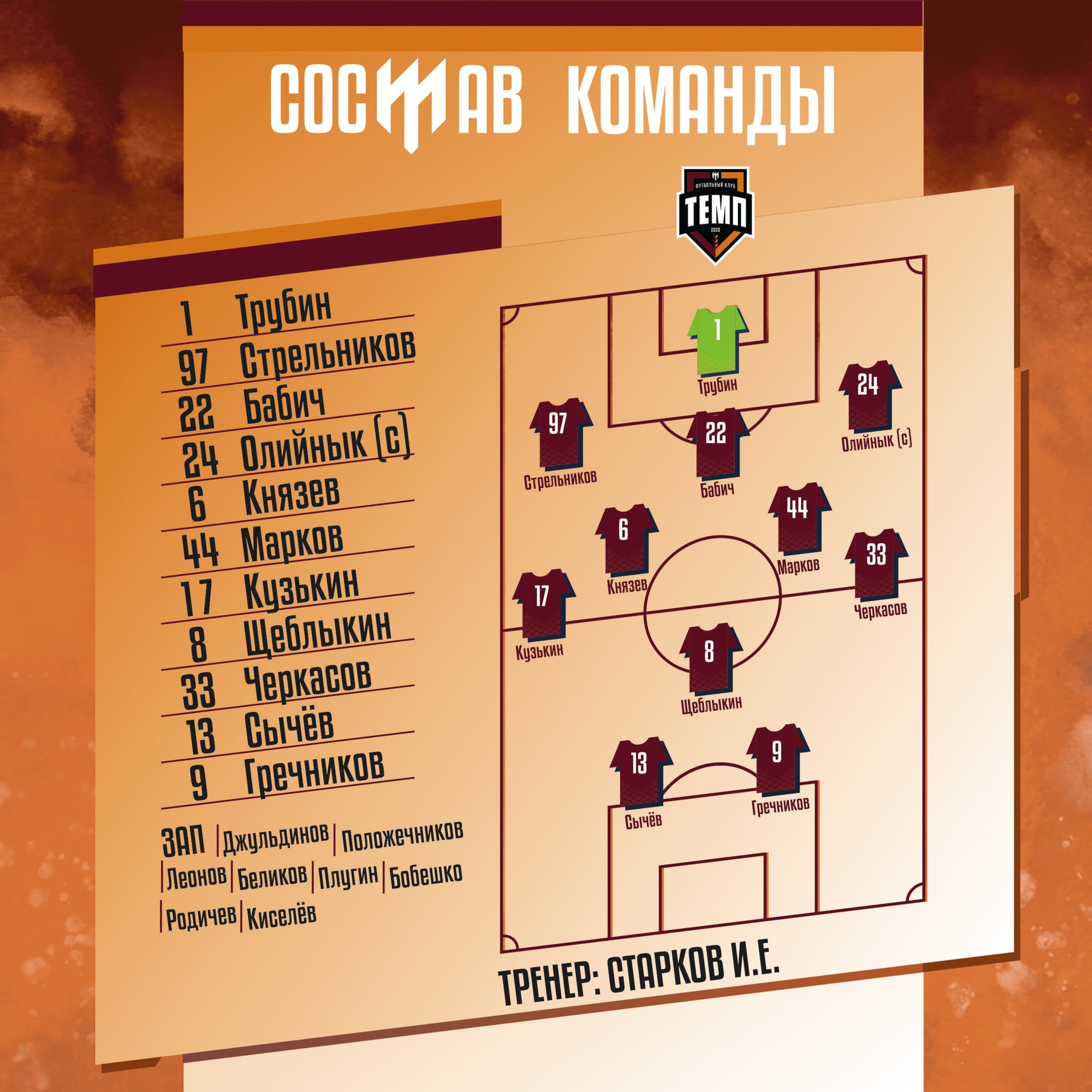 НАШ СОСТАВ НА ИГРУ!