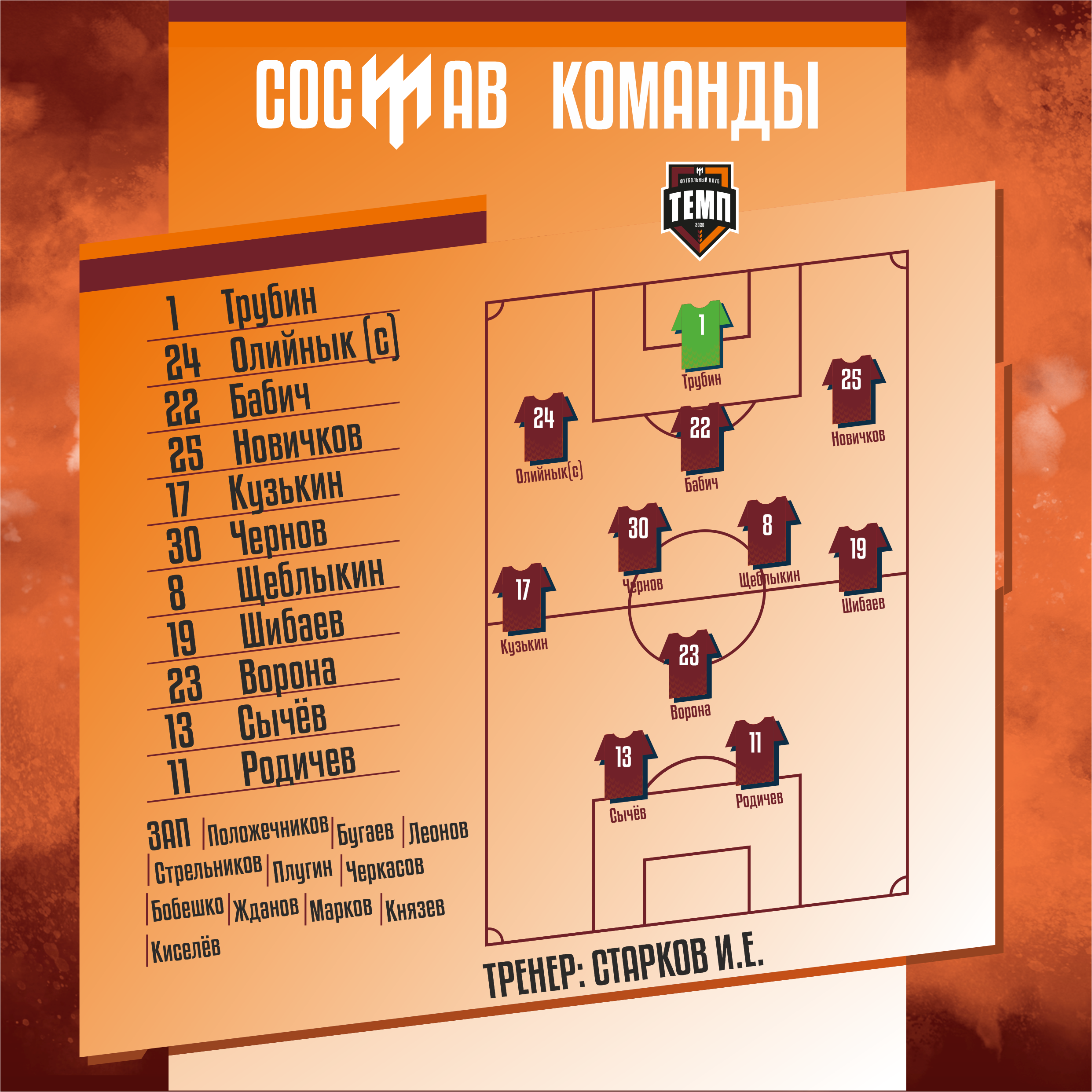 НАШ СОСТАВ НА ИГРУ!