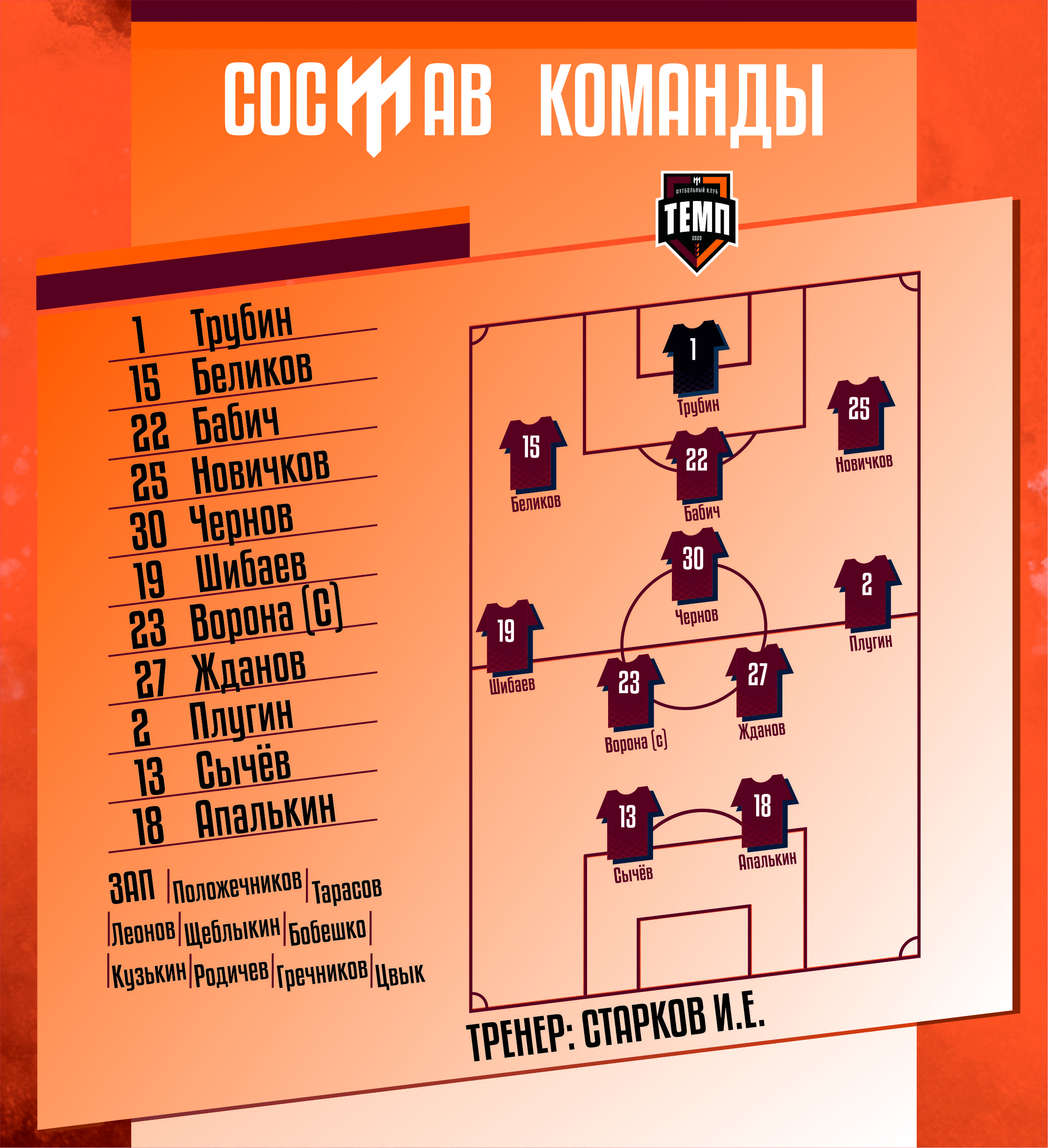 НАШ СОСТАВ НА ИГРУ!