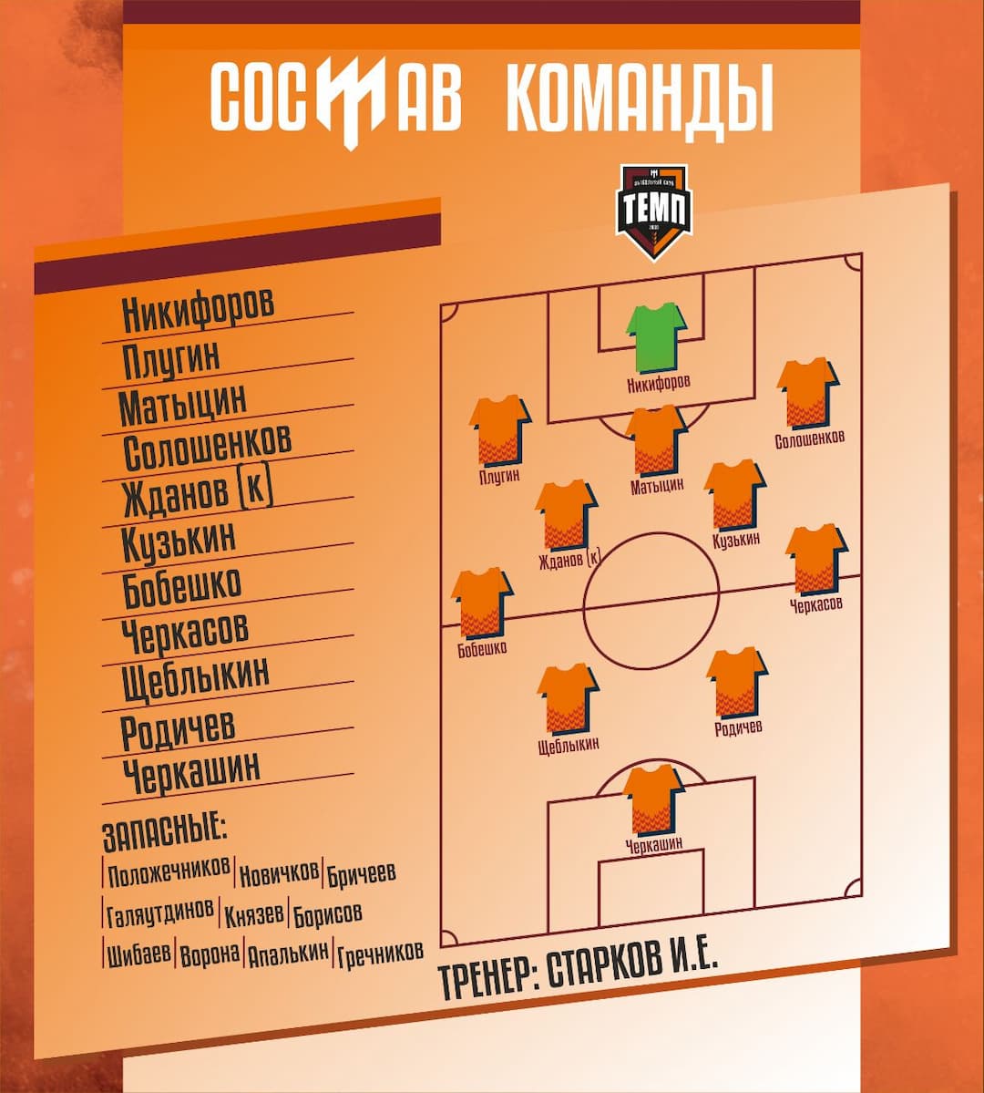 НАШ СОСТАВ НА ИГРУ!