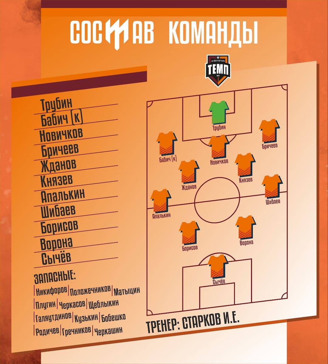 НАШ СОСТАВ НА ИГРУ!