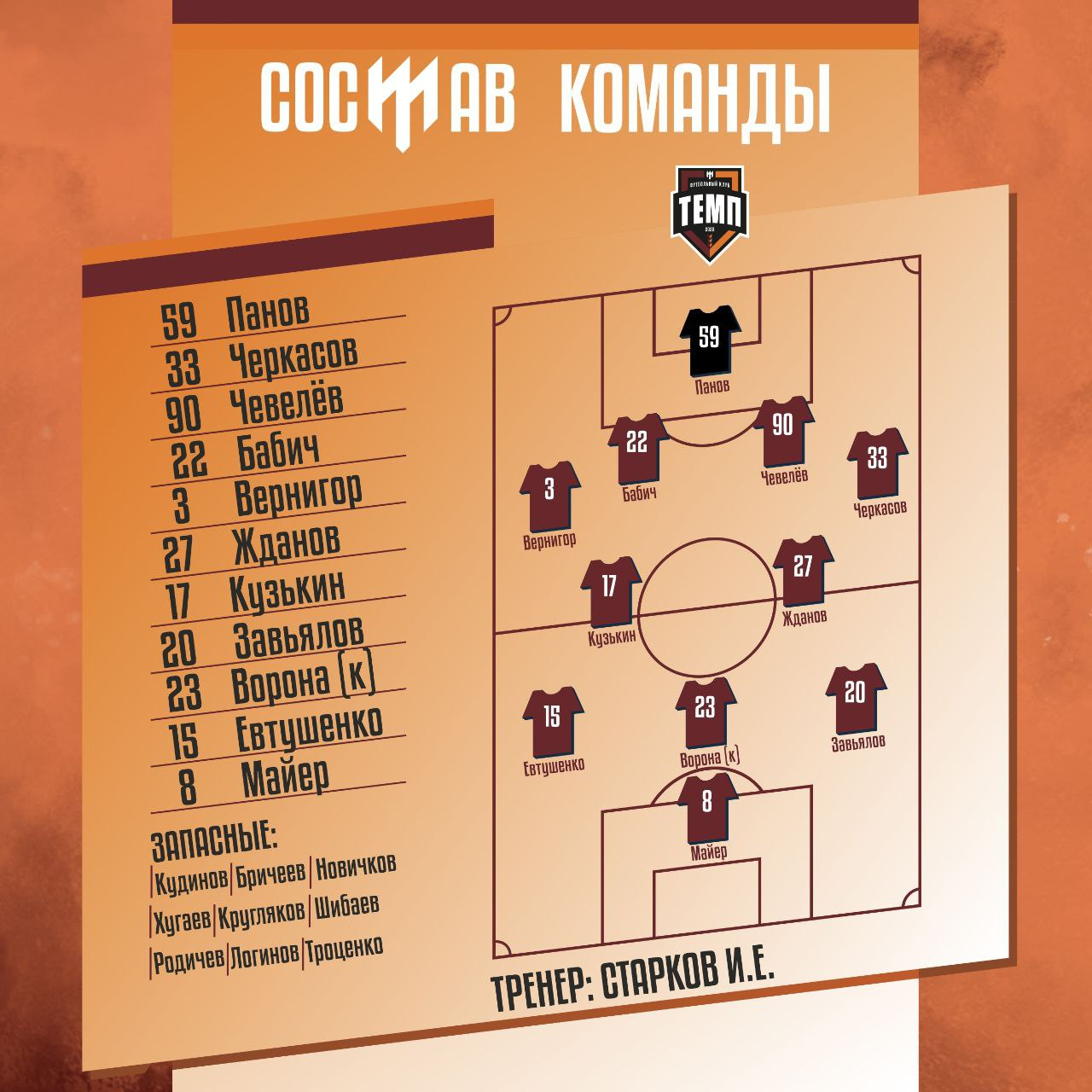 НАШ СОСТАВ НА ИГРУ!