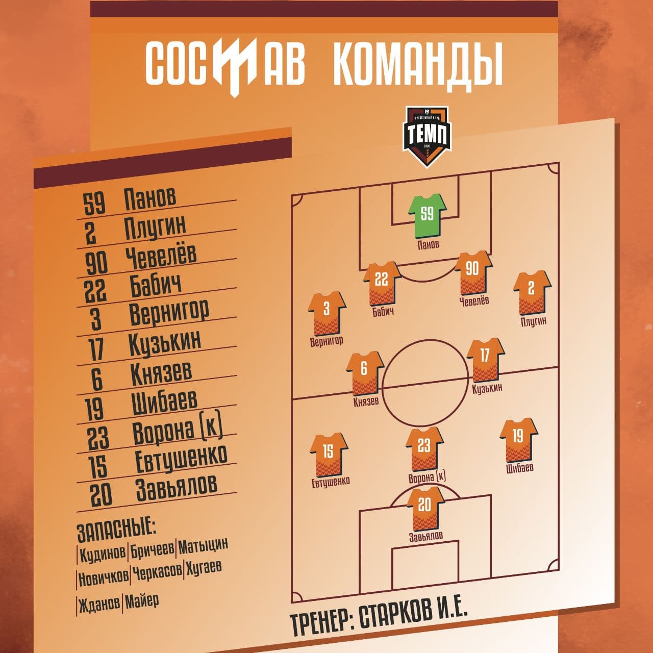 НАШ СОСТАВ НА ИГРУ!