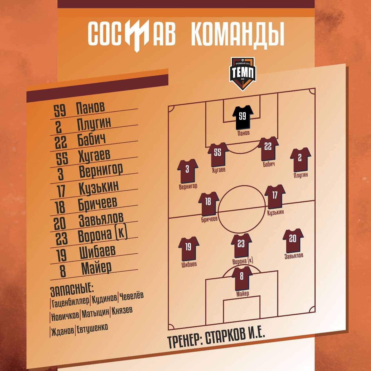 НАШ СОСТАВ НА ИГРУ!