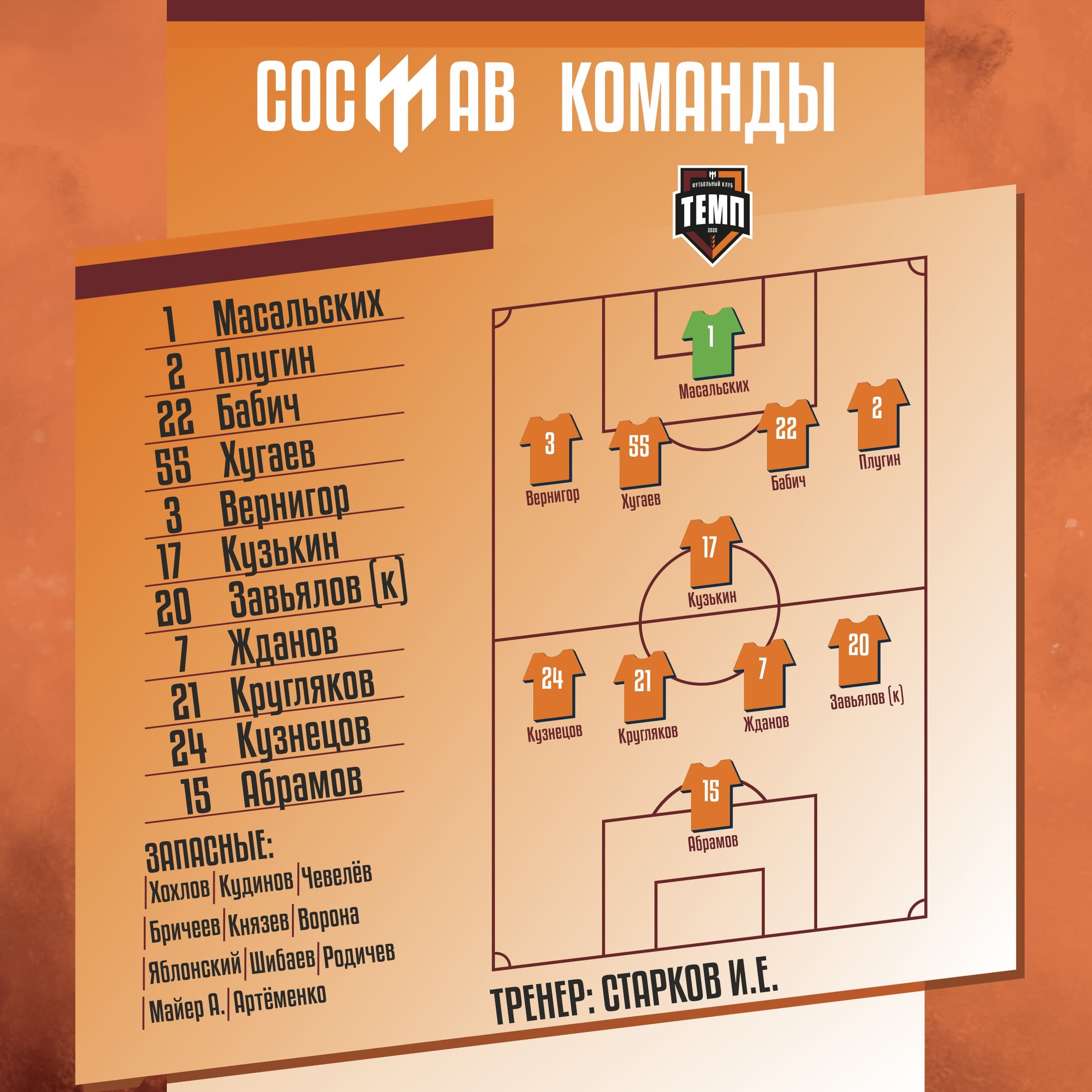 НАШ СОСТАВ НА ИГРУ!