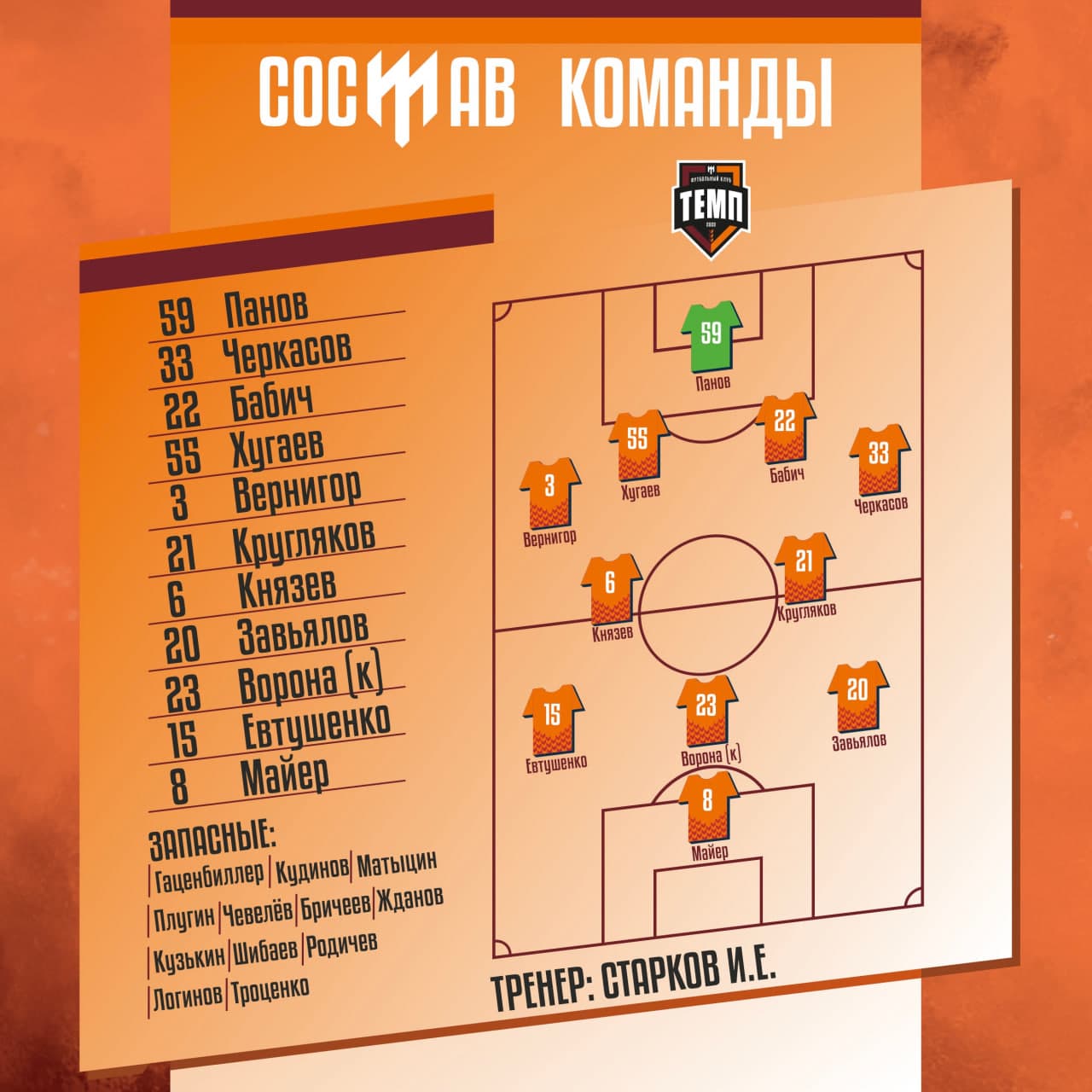 НАШ СОСТАВ НА ИГРУ!